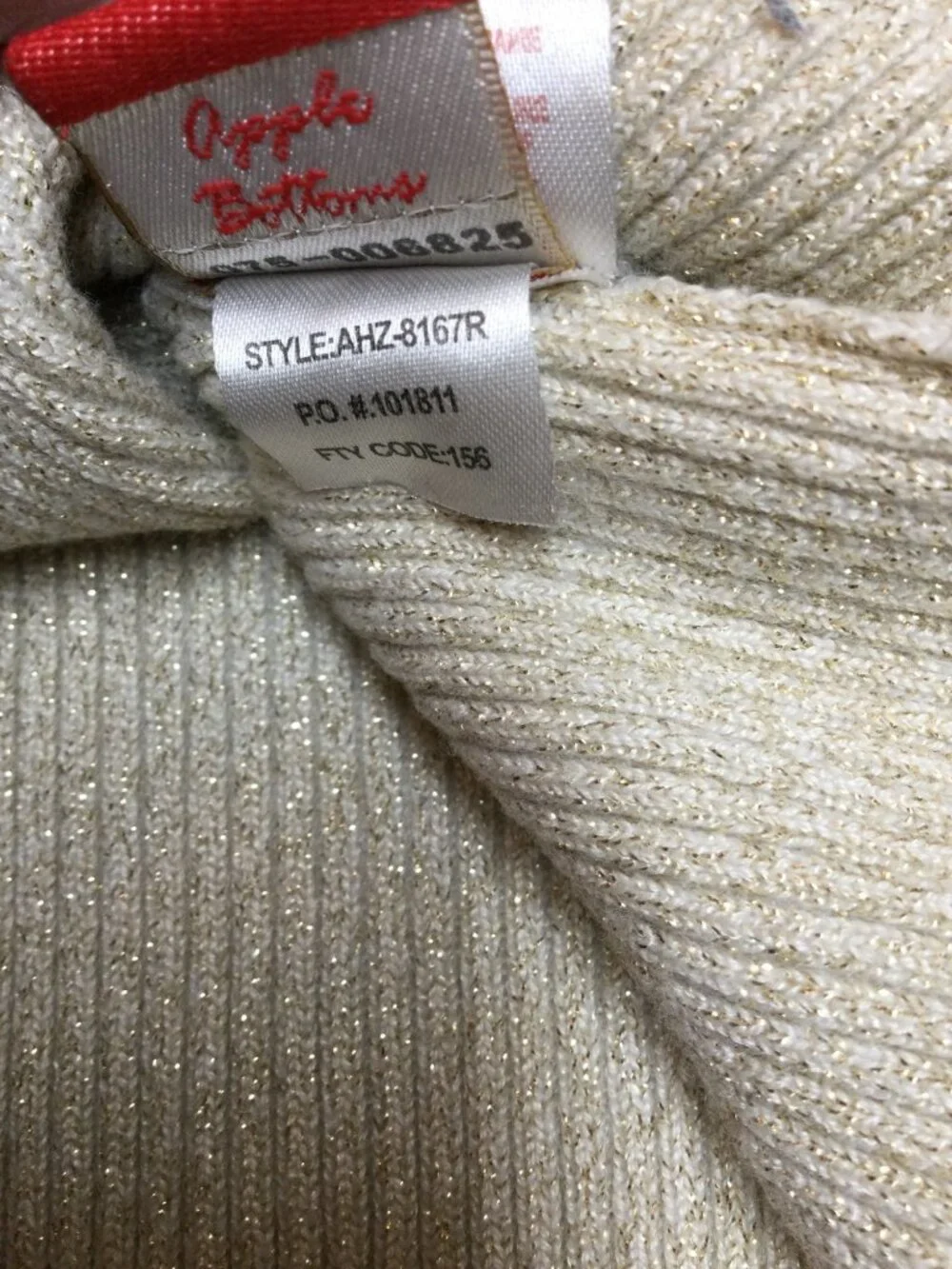 VTG 90s Y2K Apple Bottoms XL V Neck Sweater Gold Shimmer Knit Hip Hop Streetwear